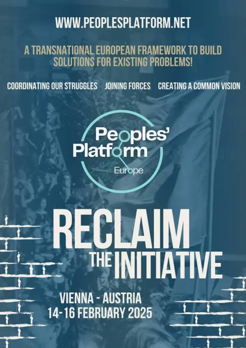 poster promoting the peoples platform europe